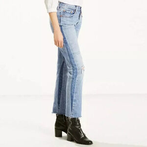Levi's 501 Original Casual Cropped Distressed Women's Jeans Light Blue Size 25.